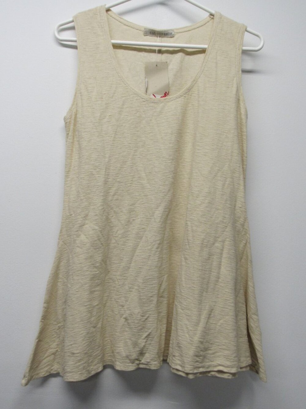 NWT Cut Loose Linen Blend Swing Tank Top Women's Small Beige Slub Knit Lagenlook